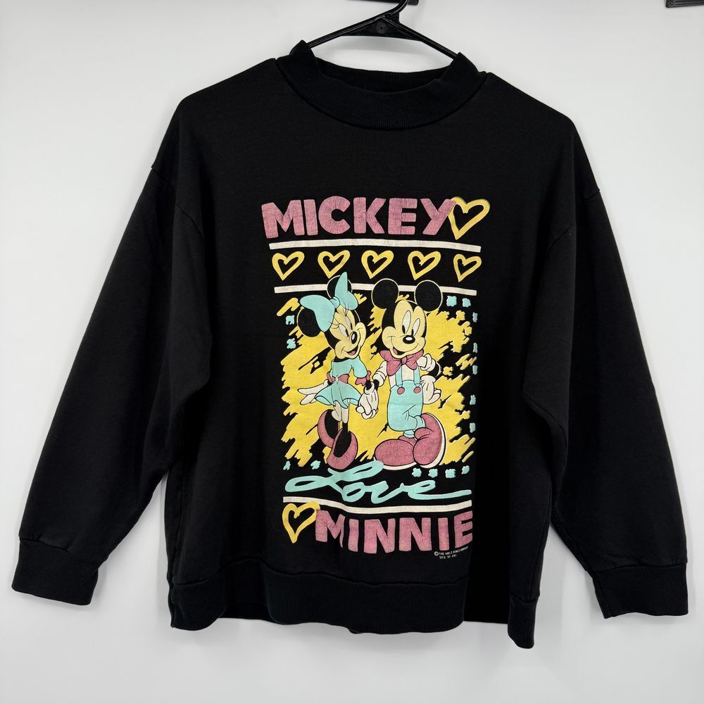 Vintage 80's Walt Disney Co Mickey & Minnie‎ Mouse Sweatshirt Large Made in USA